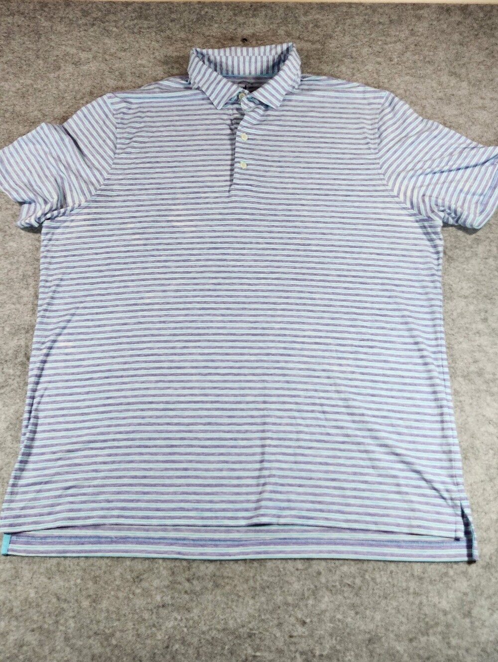 johnnie-O Purple and White Horizontal Stripe Polo XL